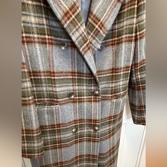 Ralph Lauren Gray and Red Plaid Pea Coat - Picture 3 of 14